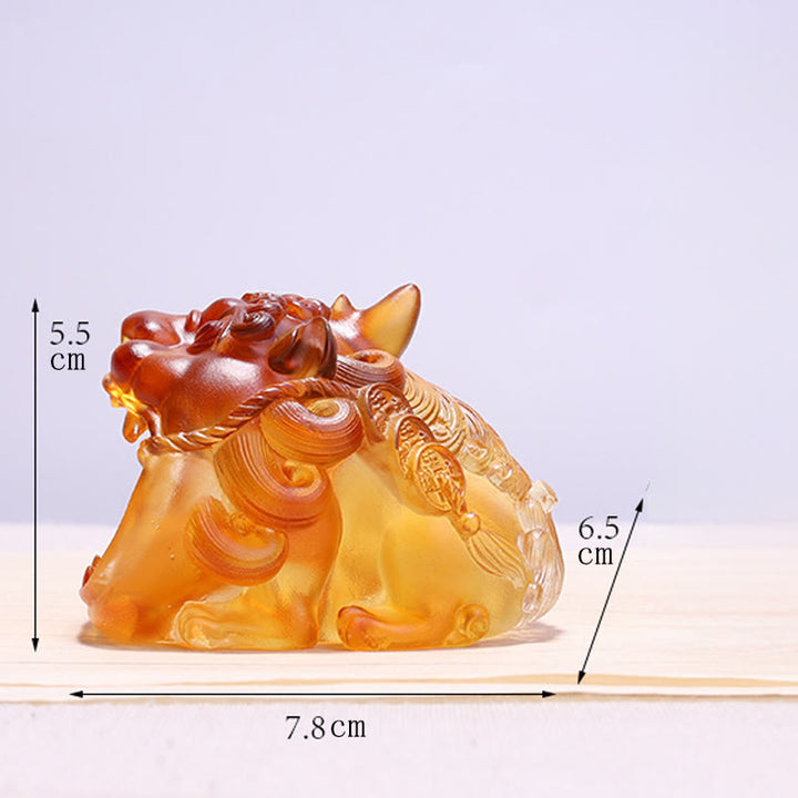 Ręcznie robione Buddha Stones z kryształu Liuli w kolorze złota, połykające PiXiu, dzieło sztuki do dekoracji domu - image 6