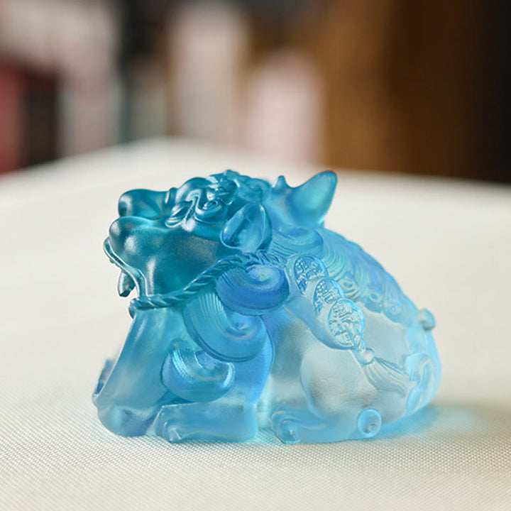 Ręcznie robione Buddha Stones z kryształu Liuli w kolorze złota, połykające PiXiu, dzieło sztuki do dekoracji domu - image 9