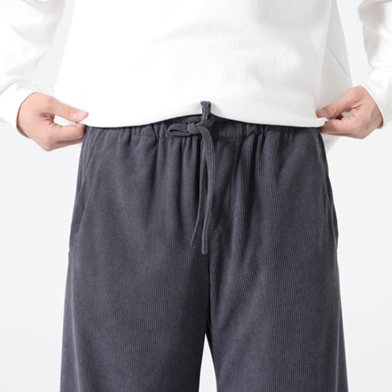 Spodnie haremowe męskie z kieszeniami, w kolorze sztruksu i bawełny Buddha Stones Spring, z czystym kolorem i ściągaczem - image 7