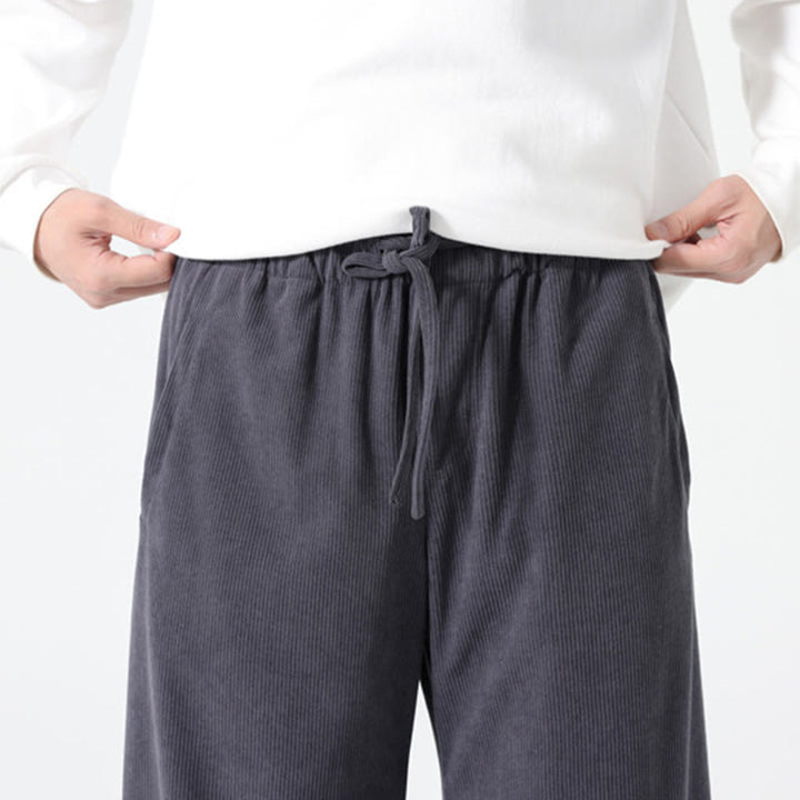 Spodnie haremowe męskie z kieszeniami, w kolorze sztruksu i bawełny Buddha Stones Spring, z czystym kolorem i ściągaczem - image 7