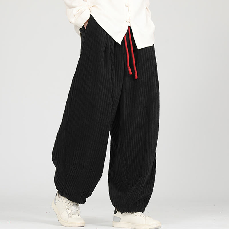 Męskie spodnie haremowe z bawełny z kontrastowym sznurkiem i kieszeniami w kontrastowe kolory z motywem Buddha Stones - image 4