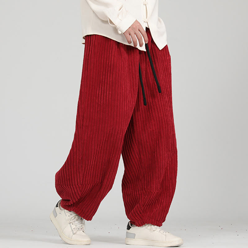 Męskie spodnie haremowe z bawełny z kontrastowym sznurkiem i kieszeniami w kontrastowe kolory z motywem Buddha Stones - image 11