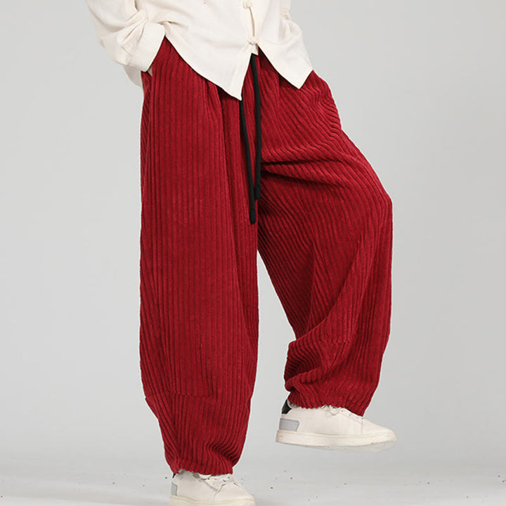 Męskie spodnie haremowe z bawełny z kontrastowym sznurkiem i kieszeniami w kontrastowe kolory z motywem Buddha Stones - image 14