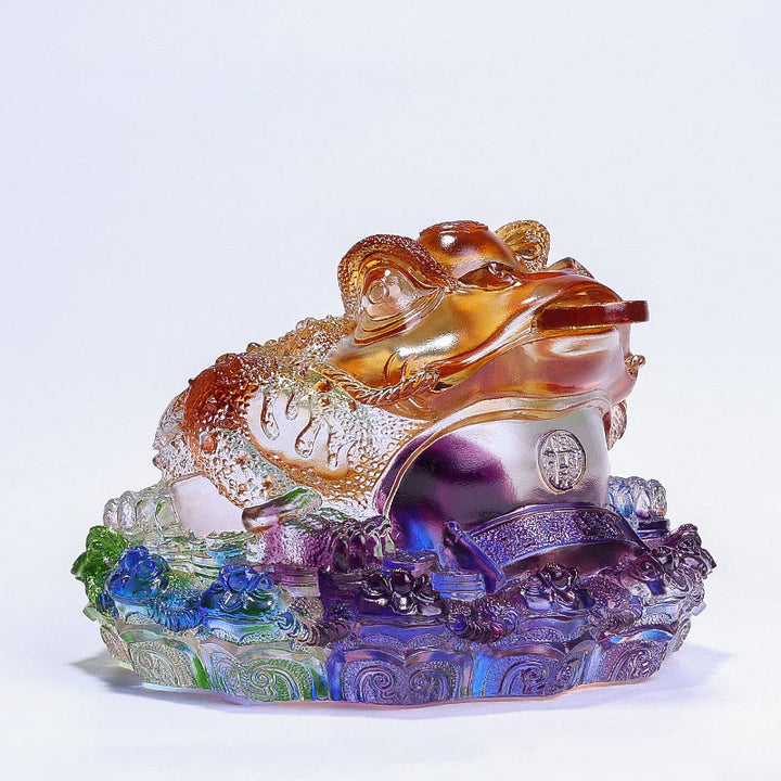 Buddha Stones, monety Feng Shui z żabą, ręcznie robione dzieła sztuki z kryształu Liuli, bogactwo, dekoracja biura domowego - Kolorowy 20*19*13,5 cm - image 19