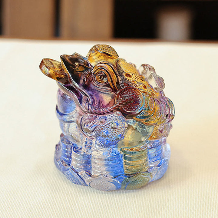 Buddha Stones, monety Feng Shui z żabą, ręcznie robione dzieła sztuki z kryształu Liuli, bogactwo, dekoracja biura domowego - image 3