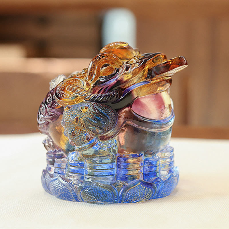 Buddha Stones, monety Feng Shui z żabą, ręcznie robione dzieła sztuki z kryształu Liuli, bogactwo, dekoracja biura domowego - image 2