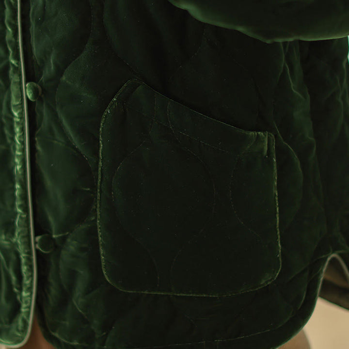 Buddha Stones, wzór diamentowy, krótka damska kurtka z długim rękawem, gruba, z kieszeniami - image 7