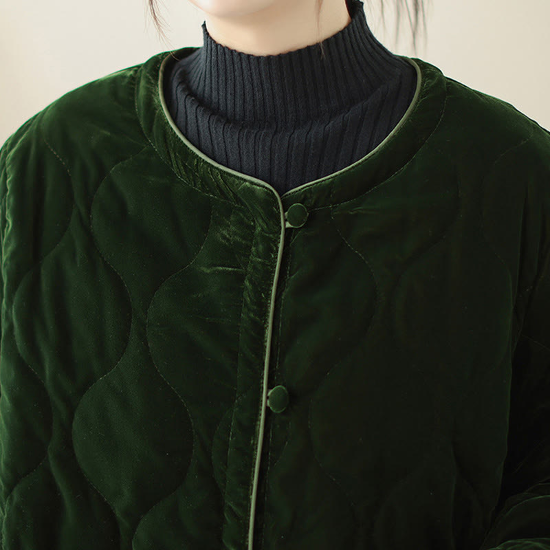 Buddha Stones, wzór diamentowy, krótka damska kurtka z długim rękawem, gruba, z kieszeniami - image 10