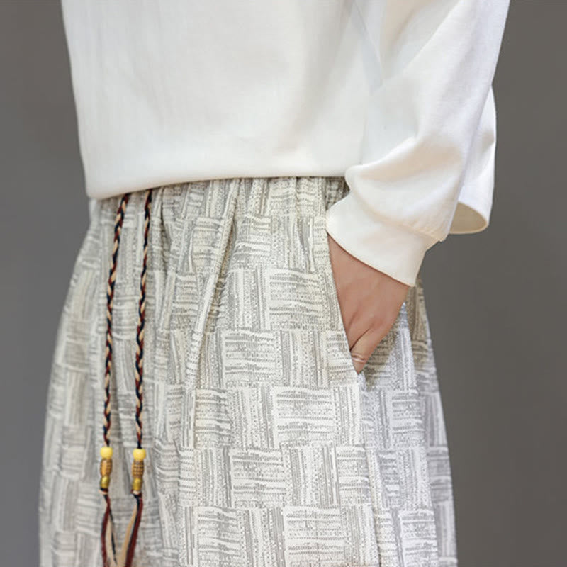 Spodnie haremowe męskie z kieszeniami, z bawełny sztruksowej, z motywem żakardowej kraty i Buddha Stones - image 20