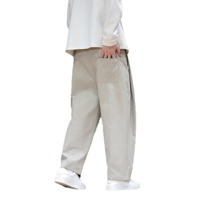 Męskie spodnie haremowe z kieszeniami i prostymi nogawkami w jednolitym kolorze z motywem Buddha Stones - image 21