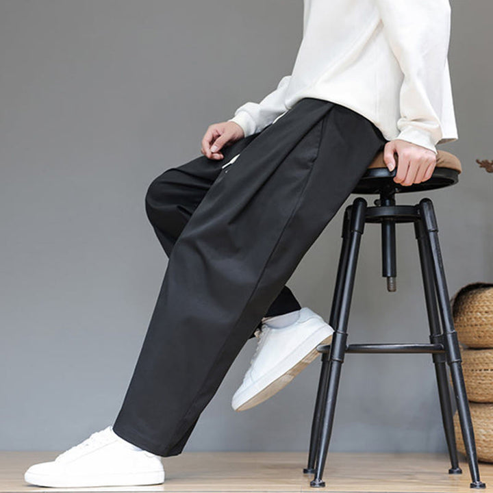 Męskie spodnie haremowe z kieszeniami i prostymi nogawkami w jednolitym kolorze z motywem Buddha Stones - image 30