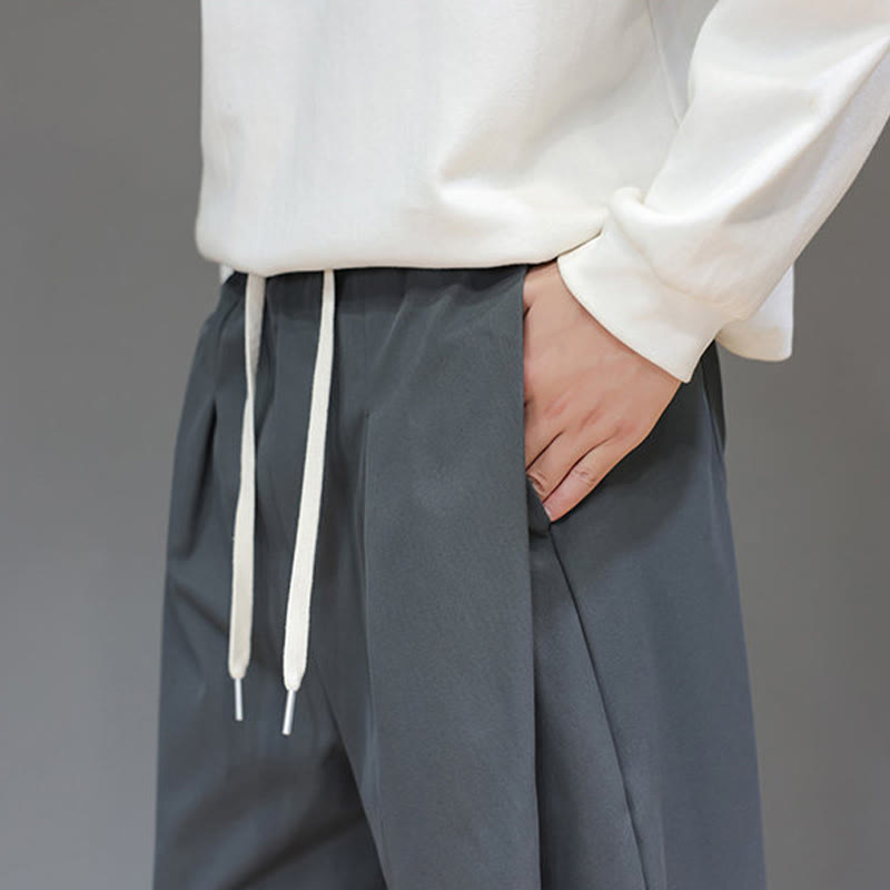 Męskie spodnie haremowe z kieszeniami i prostymi nogawkami w jednolitym kolorze z motywem Buddha Stones - image 10