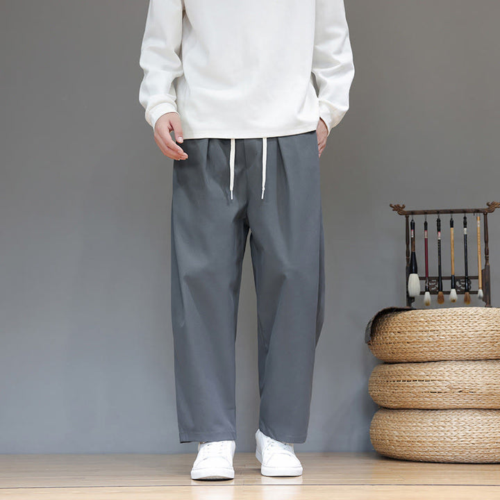 Męskie spodnie haremowe z kieszeniami i prostymi nogawkami w jednolitym kolorze z motywem Buddha Stones - LightSlateGray - US/UK/AU46， EU56 (5XL) - image 1