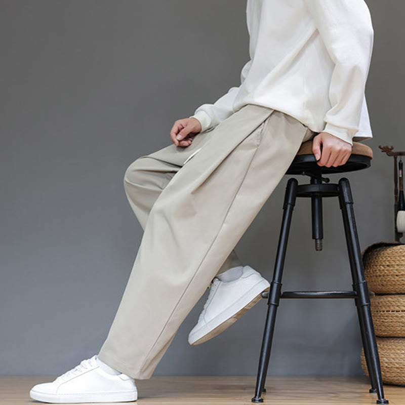 Męskie spodnie haremowe z kieszeniami i prostymi nogawkami w jednolitym kolorze z motywem Buddha Stones - image 20