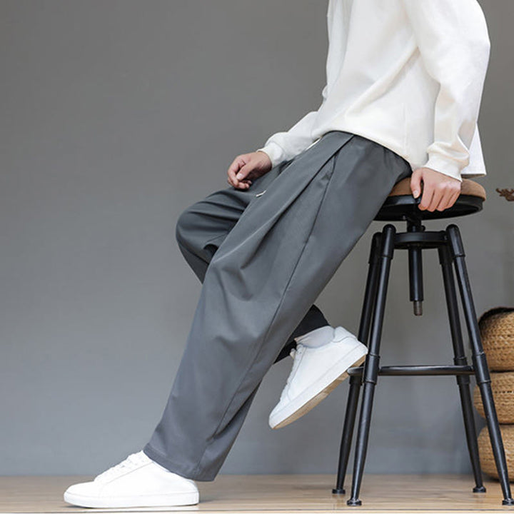 Męskie spodnie haremowe z kieszeniami i prostymi nogawkami w jednolitym kolorze z motywem Buddha Stones - image 8