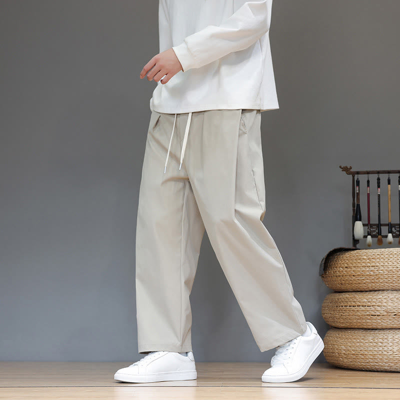 Męskie spodnie haremowe z kieszeniami i prostymi nogawkami w jednolitym kolorze z motywem Buddha Stones - image 18