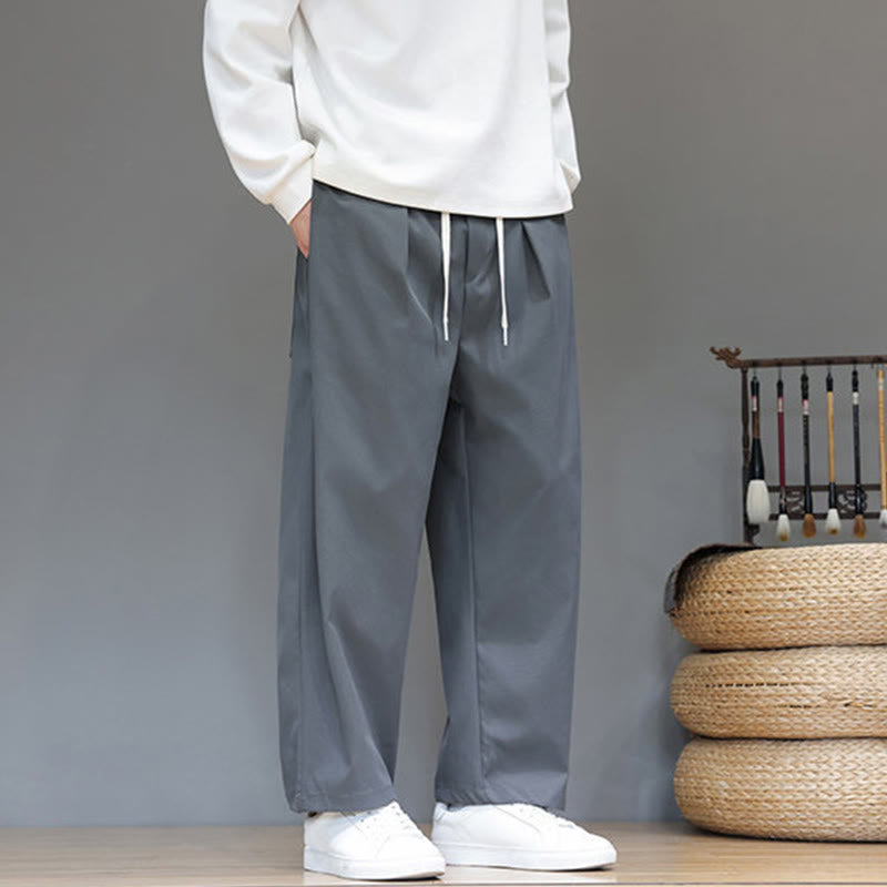 Męskie spodnie haremowe z kieszeniami i prostymi nogawkami w jednolitym kolorze z motywem Buddha Stones - image 5