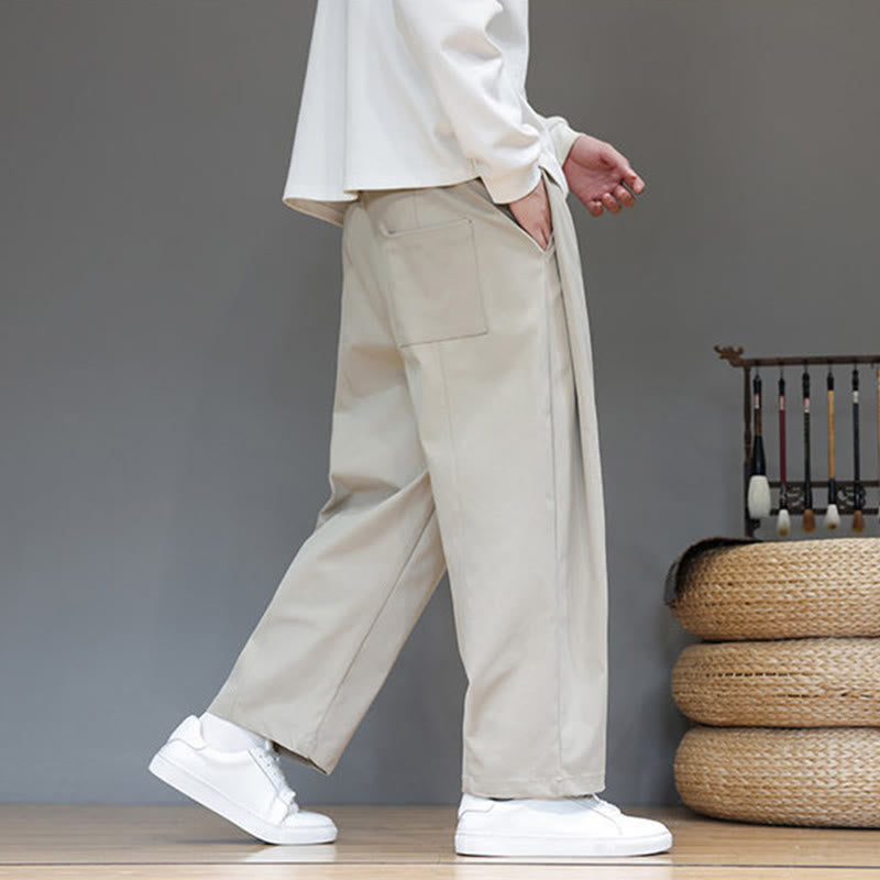 Męskie spodnie haremowe z kieszeniami i prostymi nogawkami w jednolitym kolorze z motywem Buddha Stones - image 15