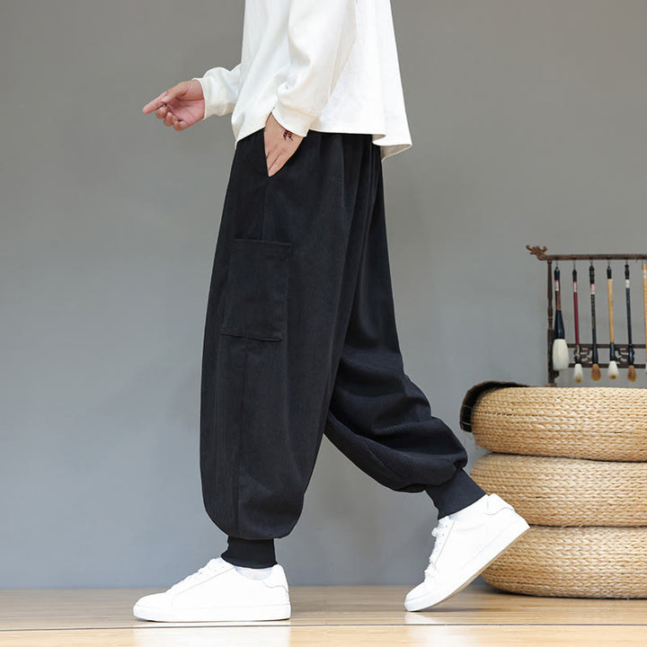 Spodnie męskie z bawełny do kostek z kieszeniami i wiosennymi, jednolitymi kolorami Buddha Stones - image 26