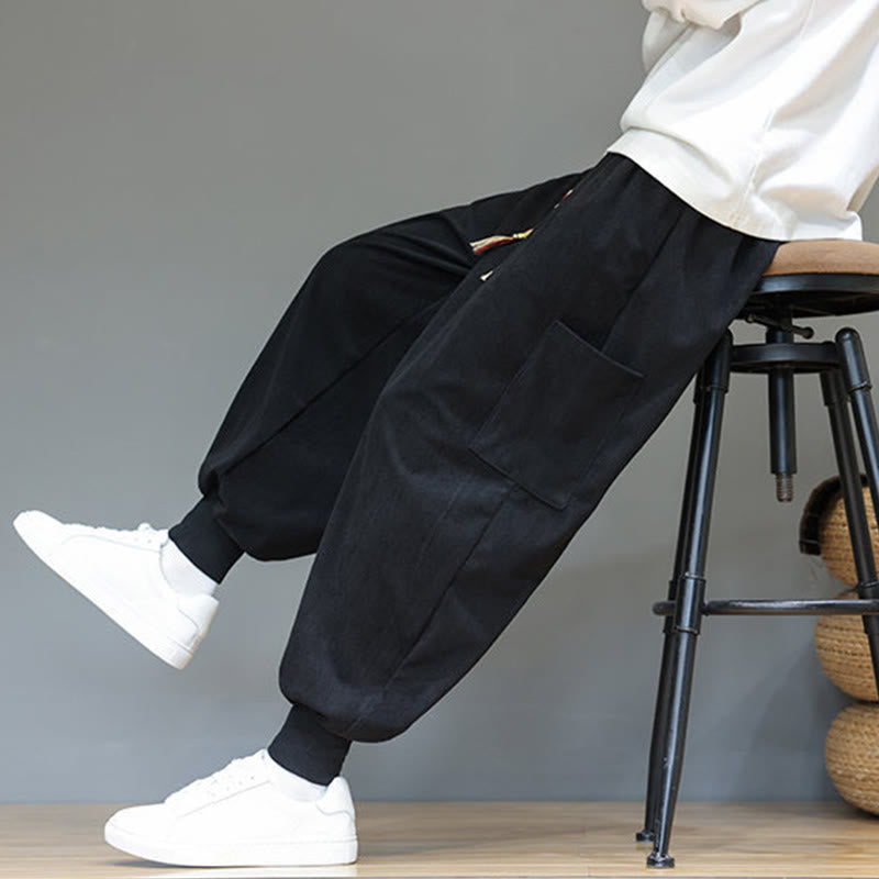 Spodnie męskie z bawełny do kostek z kieszeniami i wiosennymi, jednolitymi kolorami Buddha Stones - image 28