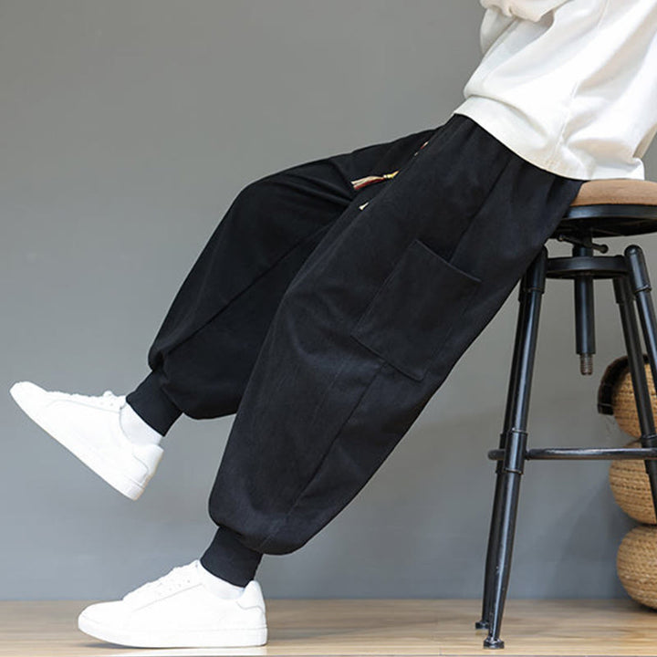 Spodnie męskie z bawełny do kostek z kieszeniami i wiosennymi, jednolitymi kolorami Buddha Stones - image 28