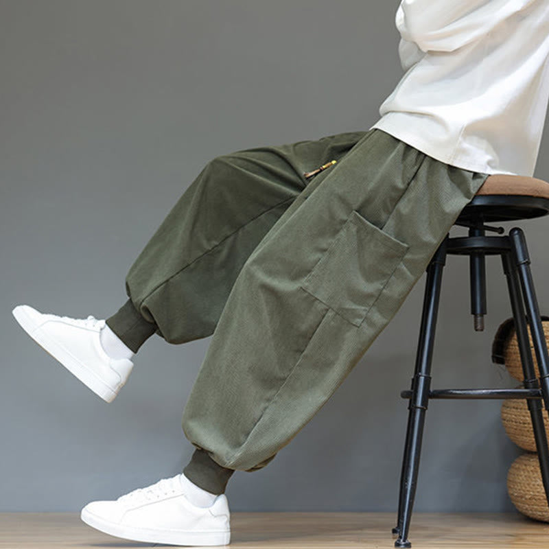 Spodnie męskie z bawełny do kostek z kieszeniami i wiosennymi, jednolitymi kolorami Buddha Stones - image 7