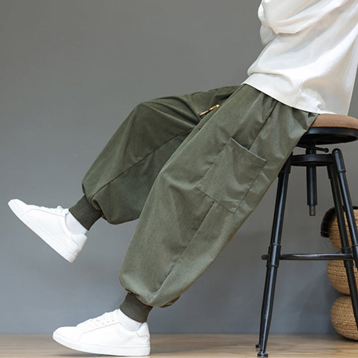 Spodnie męskie z bawełny do kostek z kieszeniami i wiosennymi, jednolitymi kolorami Buddha Stones - image 7