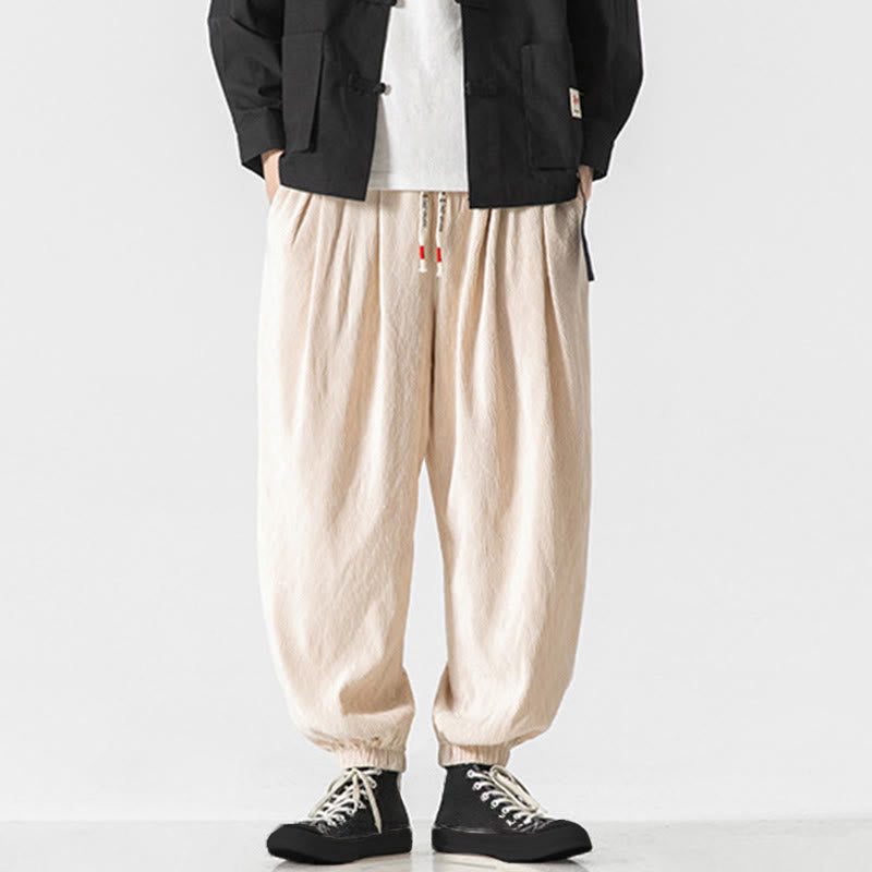 Męskie bawełniane spodnie z kieszeniami i ściągaczem w kształcie Buddha Stones - image 22