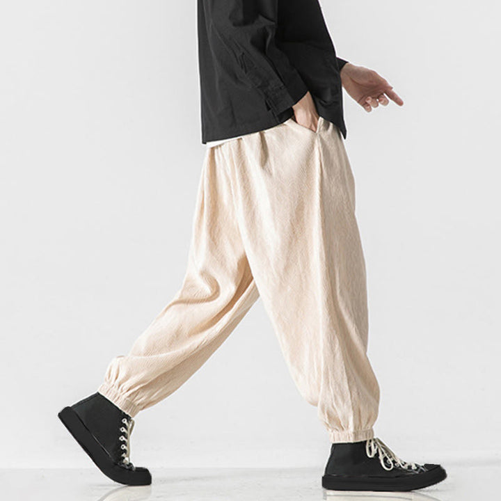 Męskie bawełniane spodnie z kieszeniami i ściągaczem w kształcie Buddha Stones - image 26