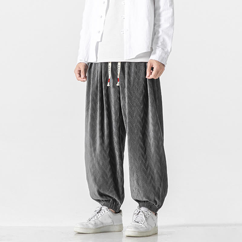 Męskie bawełniane spodnie z kieszeniami i ściągaczem w kształcie Buddha Stones - image 8