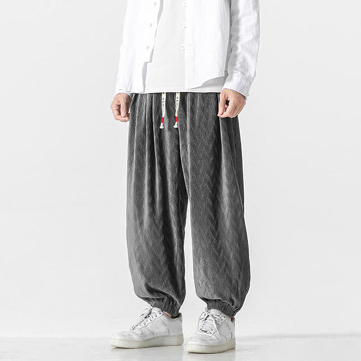 Męskie bawełniane spodnie z kieszeniami i ściągaczem w kształcie Buddha Stones - image 8