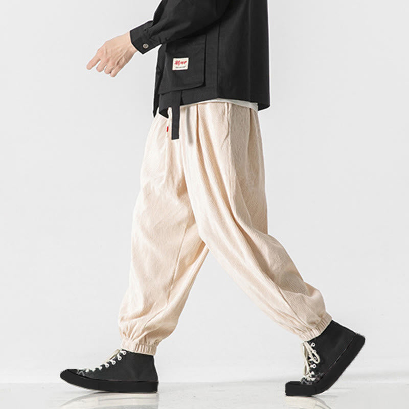 Męskie bawełniane spodnie z kieszeniami i ściągaczem w kształcie Buddha Stones - image 25