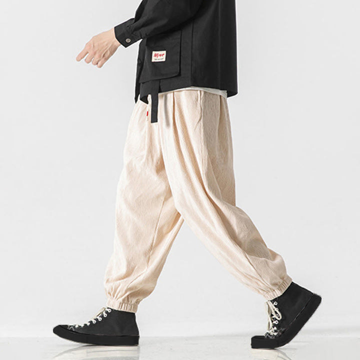 Męskie bawełniane spodnie z kieszeniami i ściągaczem w kształcie Buddha Stones - image 25