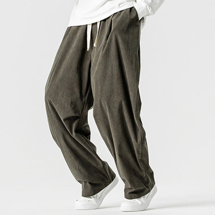 Spodnie męskie z szerokimi nogawkami i kieszeniami, zimowe, z sznurkiem ściągającym i bawełny, z motywem Buddha Stones - image 28