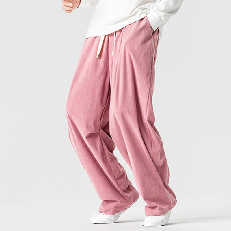 Spodnie męskie z szerokimi nogawkami i kieszeniami, zimowe, z sznurkiem ściągającym i bawełny, z motywem Buddha Stones - image 12