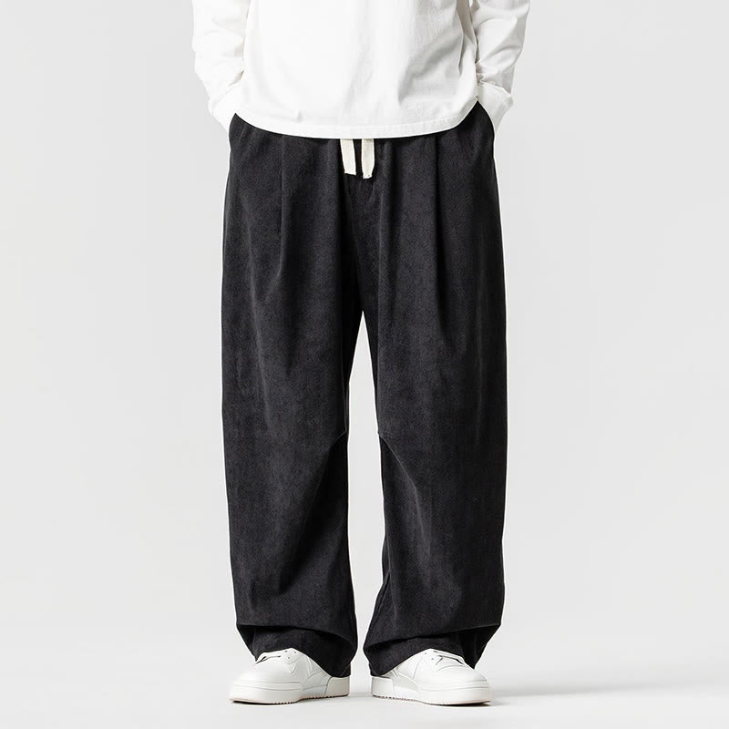 Spodnie męskie z szerokimi nogawkami i kieszeniami, zimowe, z sznurkiem ściągającym i bawełny, z motywem Buddha Stones - Czarny - US/UK/AU46， EU56 (5XL) - image 30