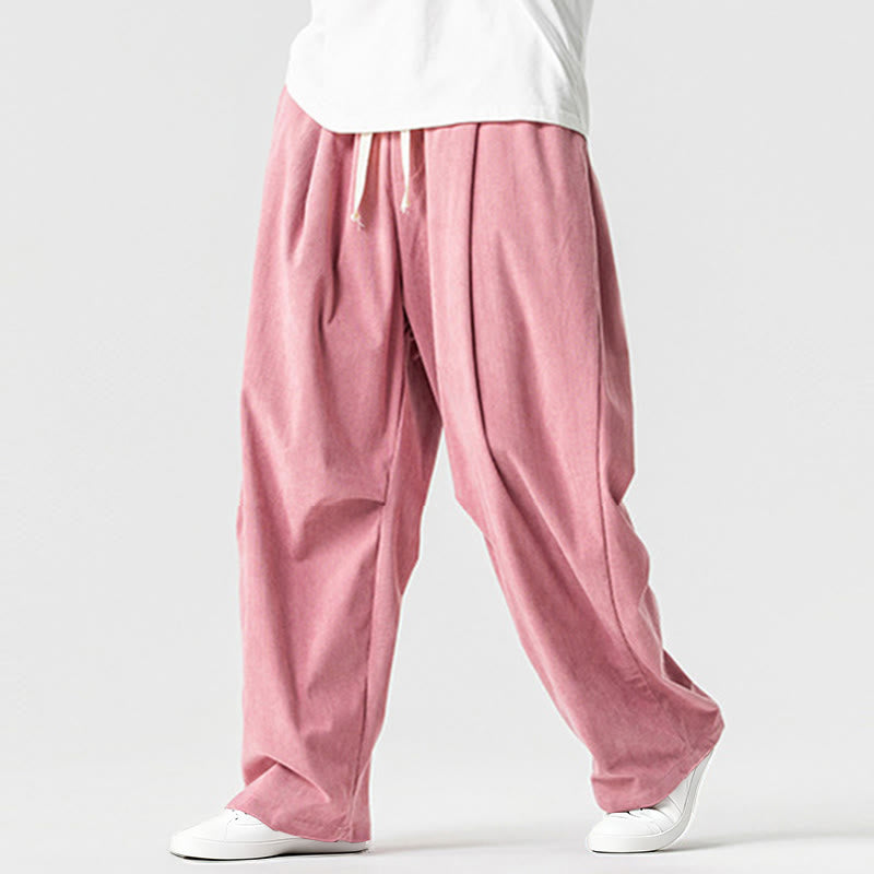 Spodnie męskie z szerokimi nogawkami i kieszeniami, zimowe, z sznurkiem ściągającym i bawełny, z motywem Buddha Stones - image 9