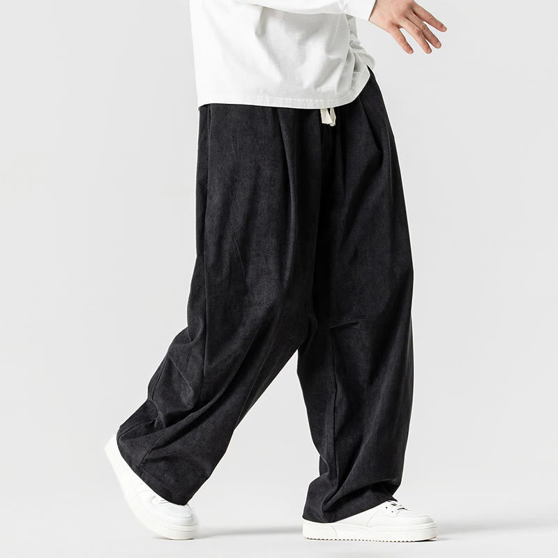 Spodnie męskie z szerokimi nogawkami i kieszeniami, zimowe, z sznurkiem ściągającym i bawełny, z motywem Buddha Stones - image 33