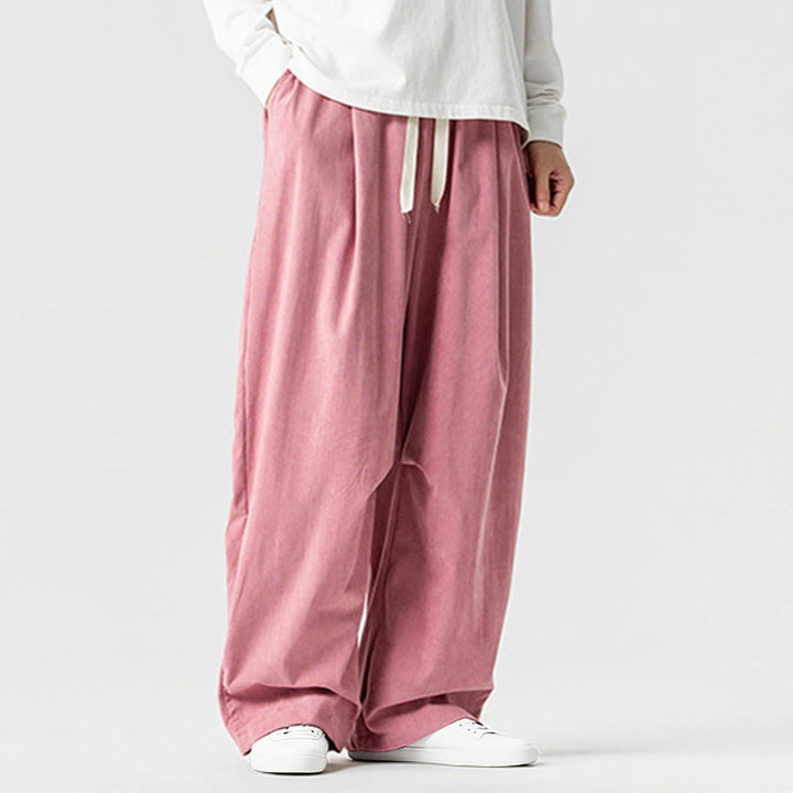 Spodnie męskie z szerokimi nogawkami i kieszeniami, zimowe, z sznurkiem ściągającym i bawełny, z motywem Buddha Stones - image 11