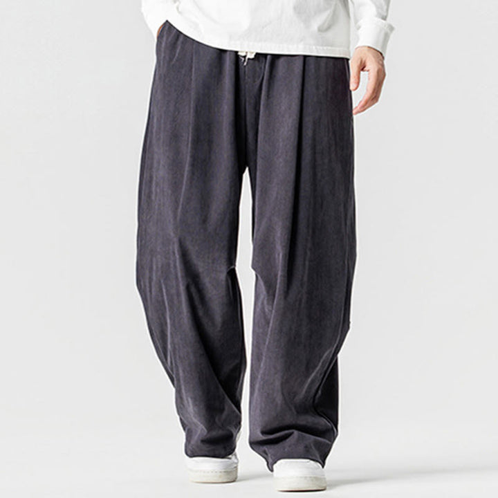 Spodnie męskie z szerokimi nogawkami i kieszeniami, zimowe, z sznurkiem ściągającym i bawełny, z motywem Buddha Stones - image 21