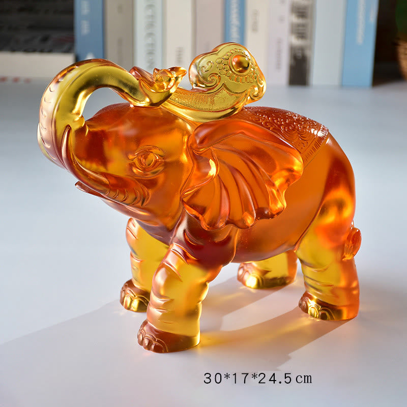 Buddha Stones, żółty kryształ Liuli, trąba słonia, góra, dół, projekt, wytrzymałość, dekoracja domu - Bardzo duży słoń (trąba w górę) 30*17*24,5 cm - image 16