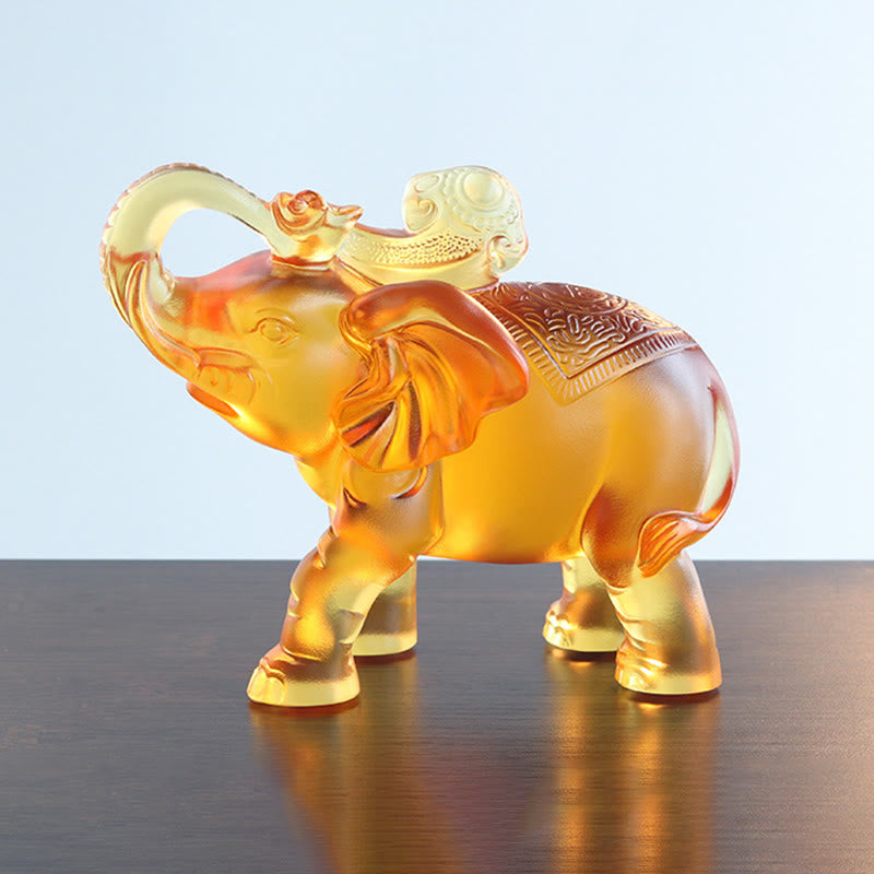 Buddha Stones, żółty kryształ Liuli, trąba słonia, góra, dół, projekt, wytrzymałość, dekoracja domu - image 9