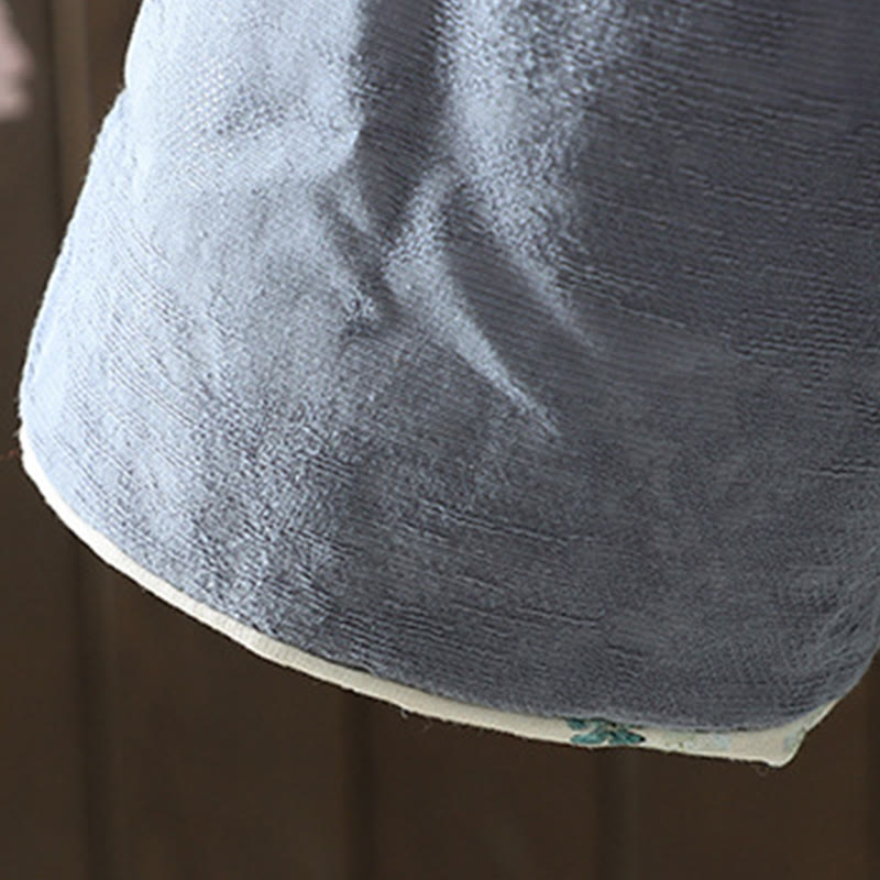 Kurtka damska z długim rękawem z grubej bawełny z motywem kwiatowym i guzikami w kształcie żaby w kolorze jednolitym z motywem Buddha Stones - image 7