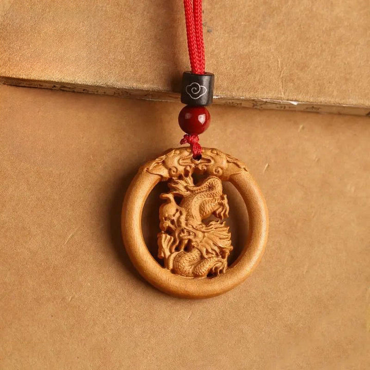 Buddha Stones z drewna brzoskwiniowego, chiński znak zodiaku, rok konia, odstraszający złe duchy - Brzoskwiniowy Smok - Czerwona lina - image 22
