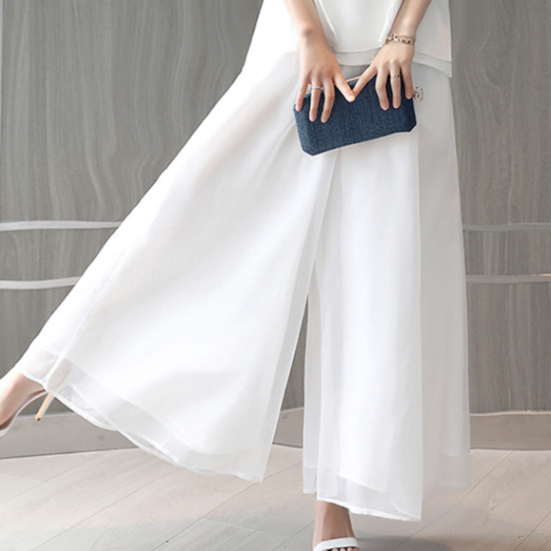 Spodnie damskie do medytacji midi z krótkim rękawem i nadrukiem w białe Buddha Stones, odzież zen - Białe spodnie (tylko spodnie) - US8-10，UK/AU12-14，EU40-42 (2XL) - image 13