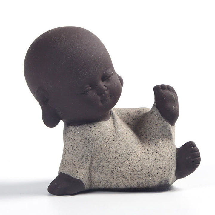 Buddha Stones, symbol Buddy Tathagaty, projekt fioletowej gliny, dekoracja biurka spokoju - Szary Budda 3*4*6,5 cm - image 8