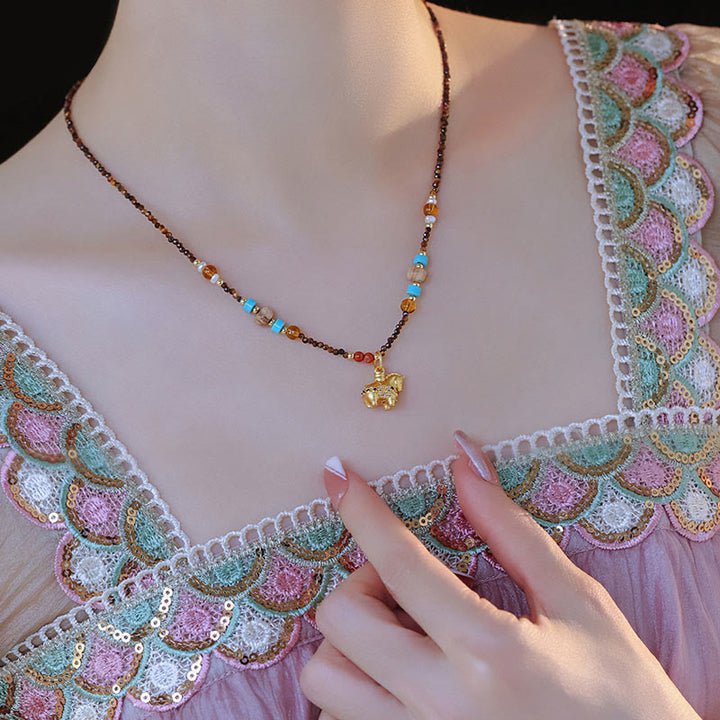 Naszyjnik z Buddha Stones, ochrona tygrysiego oka, złoty rok konia - image 4