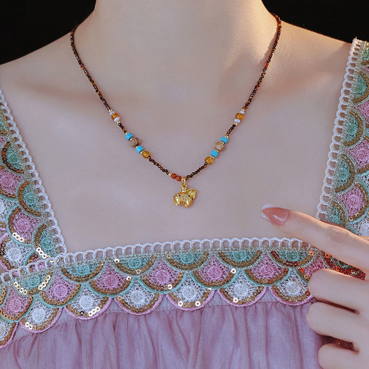 Naszyjnik z Buddha Stones, ochrona tygrysiego oka, złoty rok konia - image 3