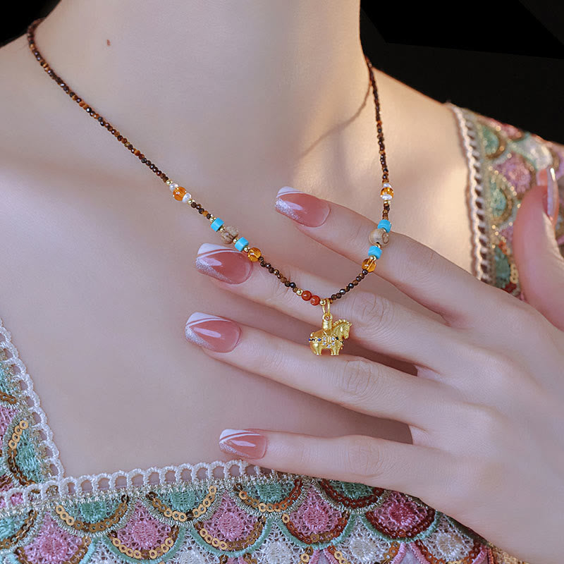 Naszyjnik z Buddha Stones, ochrona tygrysiego oka, złoty rok konia - image 10