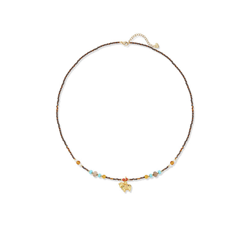 Naszyjnik z Buddha Stones, ochrona tygrysiego oka, złoty rok konia - image 6